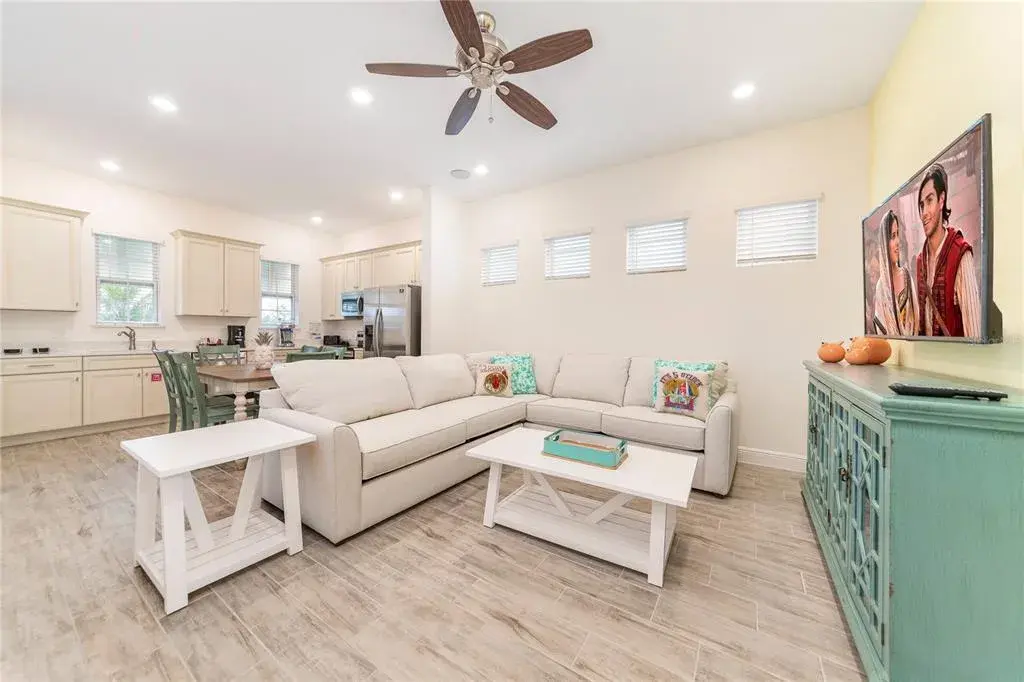 Open layout connecting kitchen and living space ideal for entertaining near Disney in Orlando