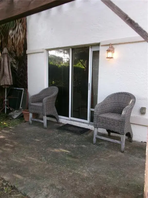 Private patio from dining room sliding doors