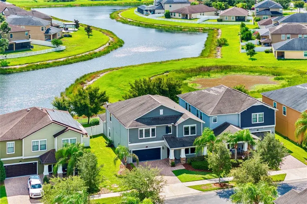 Aerial shot of house front