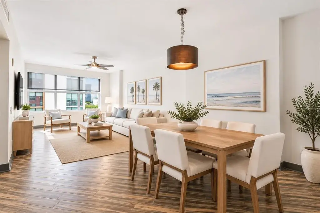 Virtually staged living and dining