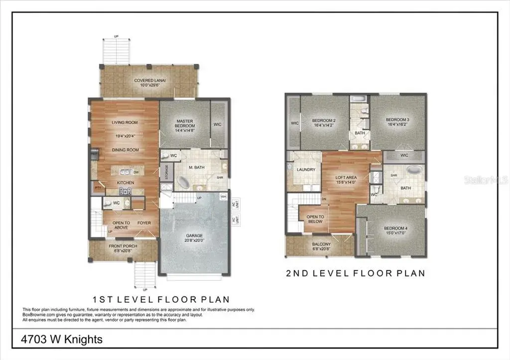 Virtually staged Living, Dining and Kitchen