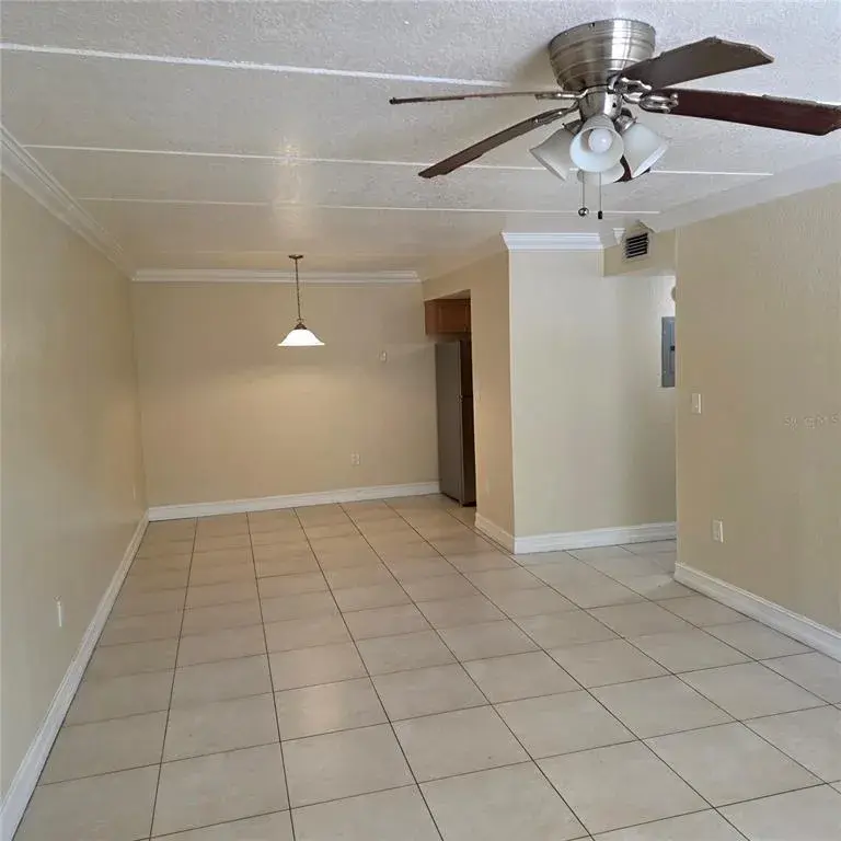View from front door from living room to dining area next to kitchen