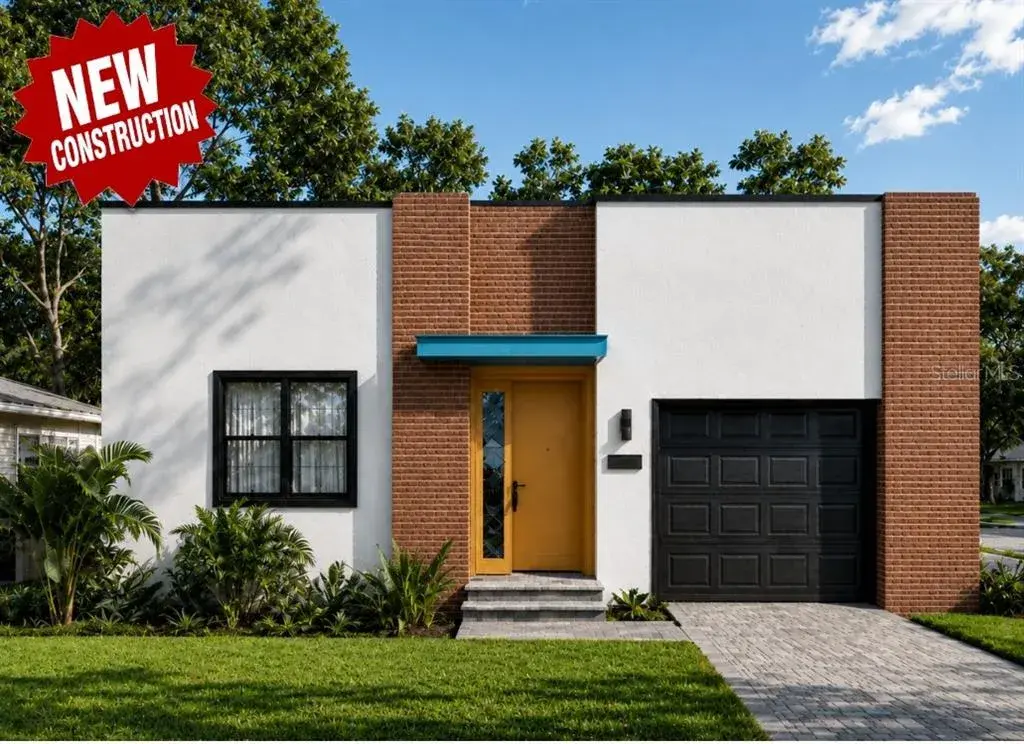 Main façade of the house. Render.
