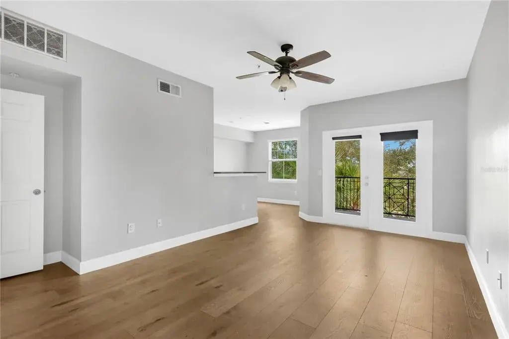 Living Room w/Wide Planked Vinyl Floors