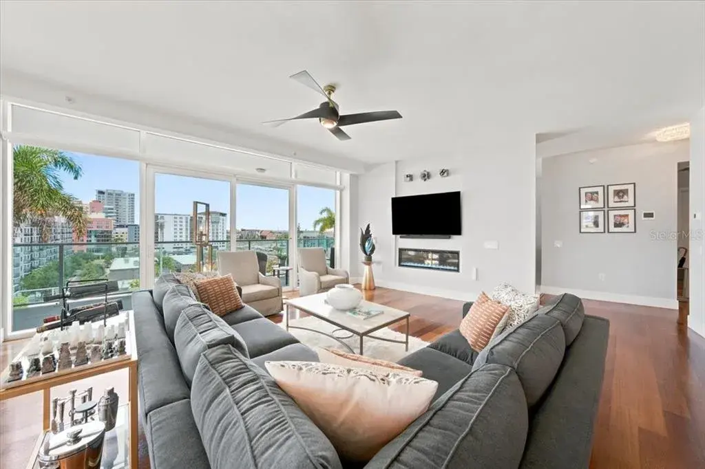 Generously sized living room provides an elegant setting for relaxing and entertaining.