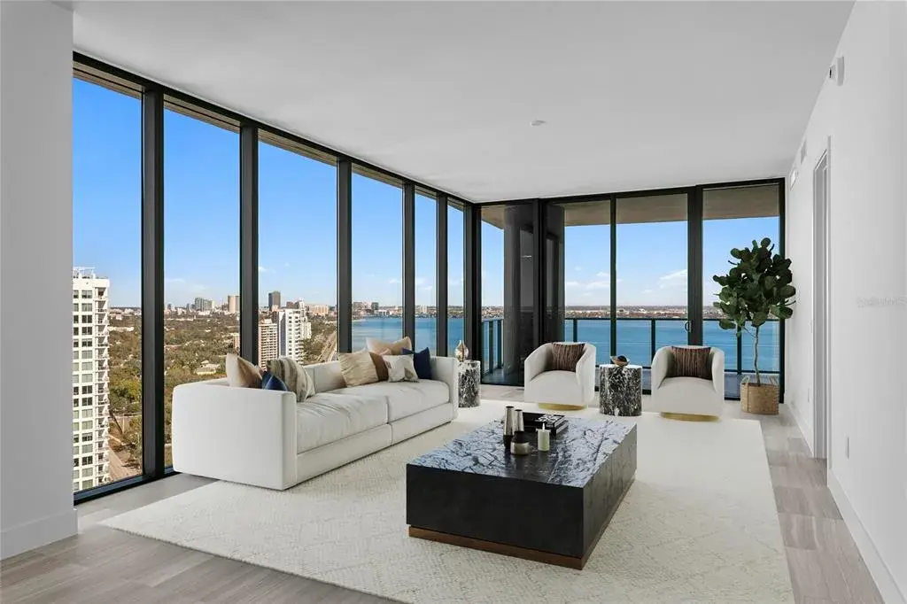 Living Room with stunning Bay views