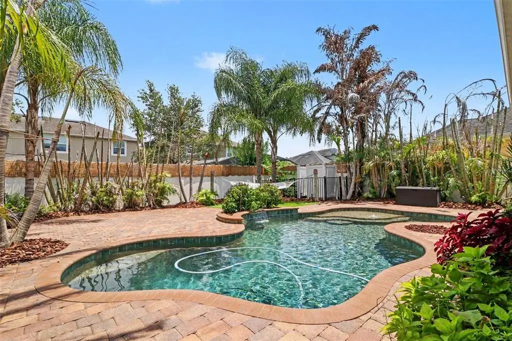 Lush Tropical Freeform Saltwater Pool