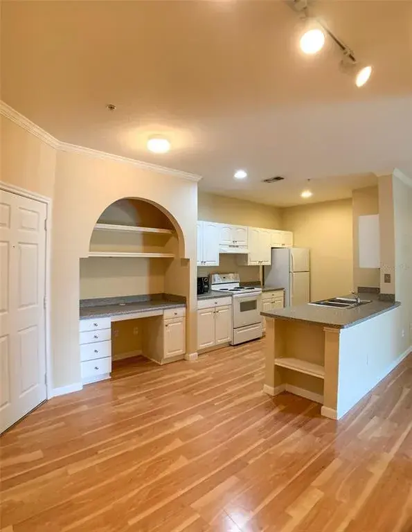 Desk and Kitchen