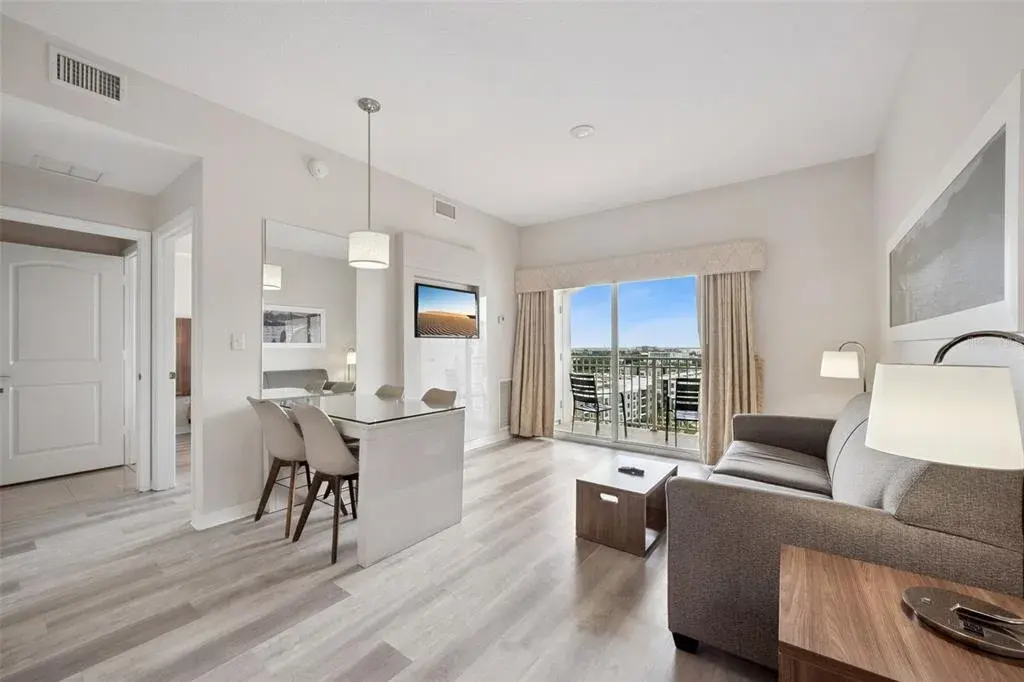 Primary living area with balcony