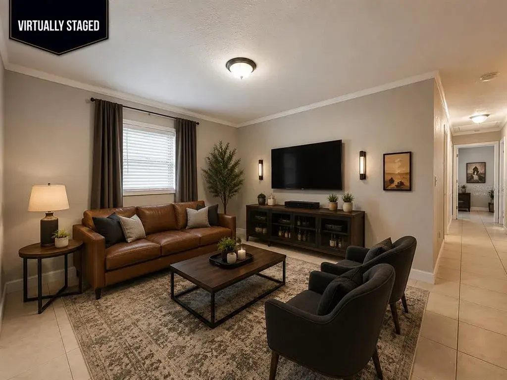 Living room virtually staged