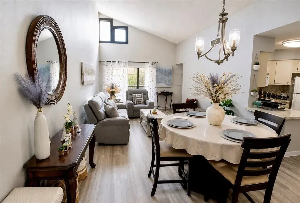 Living room and dining room area.