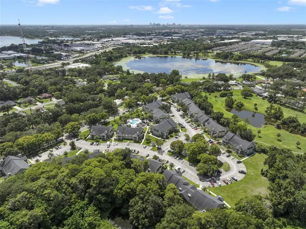 Lake Orlando and Bay Lake serve as a picturesque backdrop.
