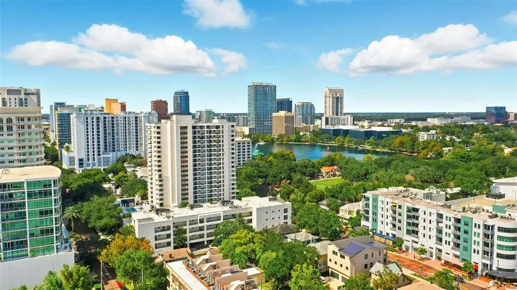 Stunning skyline of downtown Orlando.  Eola South is a 5 floor building, with the secure parking on the main level.