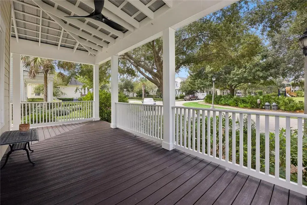 Spacious front porch overlooking park