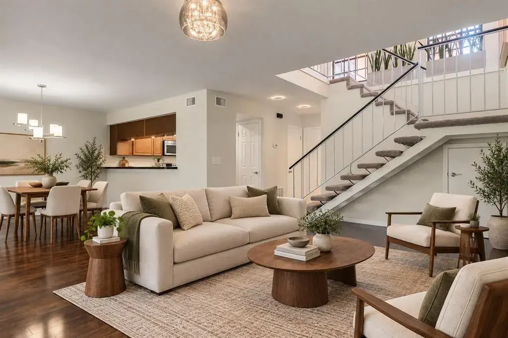 Open living and dining areas with convenient kitchen access.