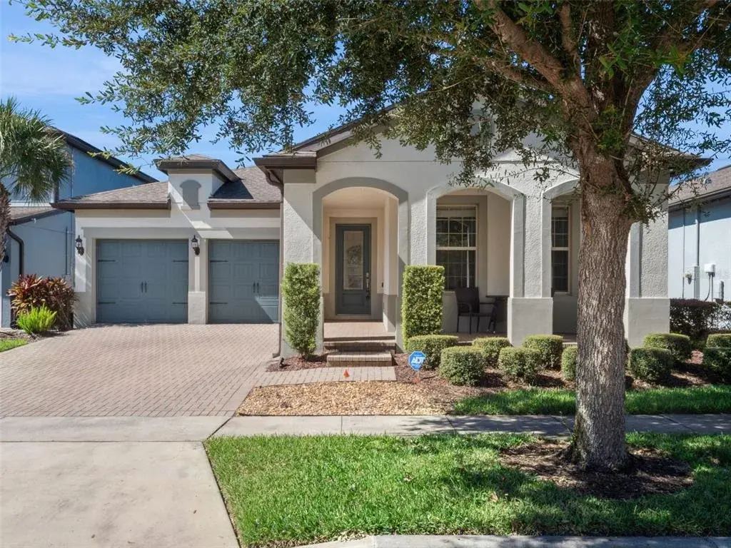 long driveway and oversized garage