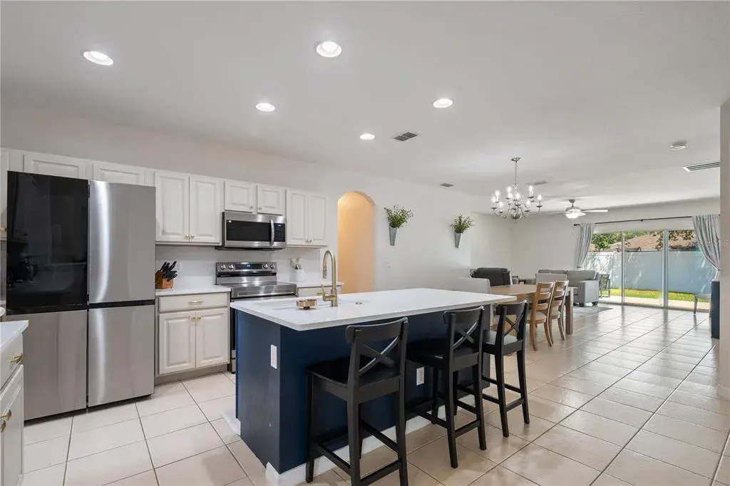 Kitchen open to dining/living