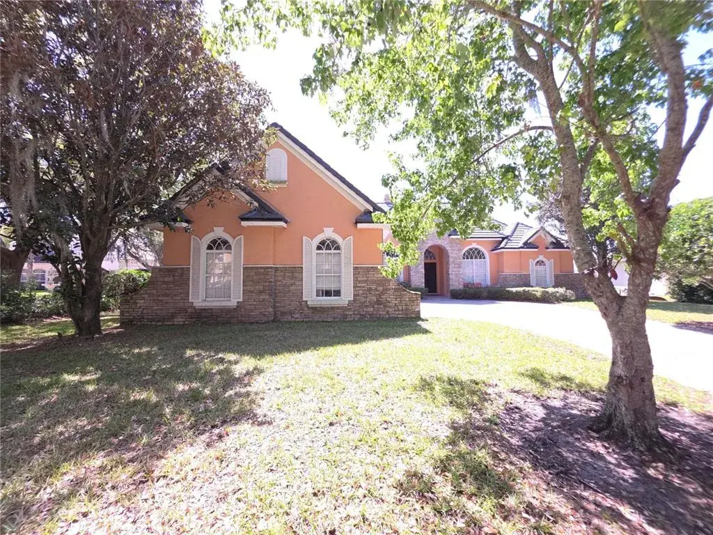 Front of three car garage