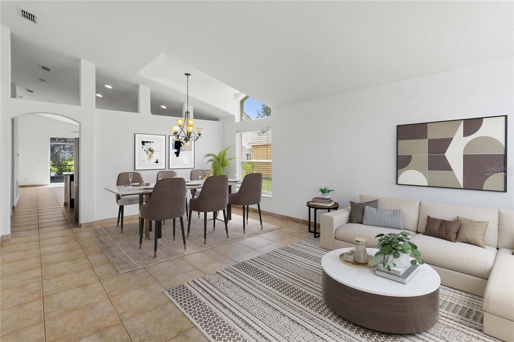 “Virtually Staged living/dining room”