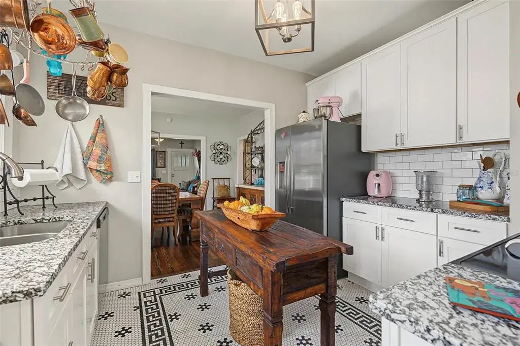 Kitchen is light and bright