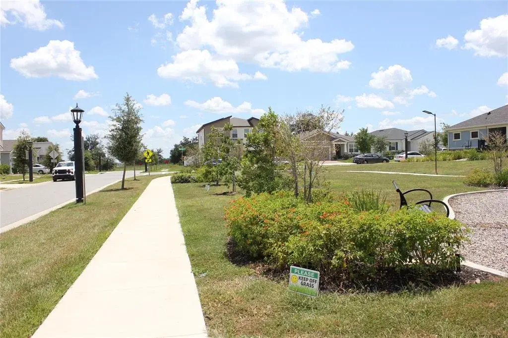 Lighted Walking path in front of home