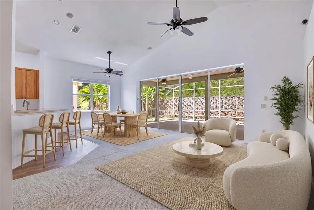 Virtually staged living room and dining room