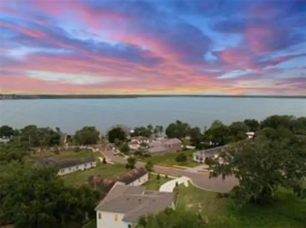 Beautiful aerial view from lot of lake at night
