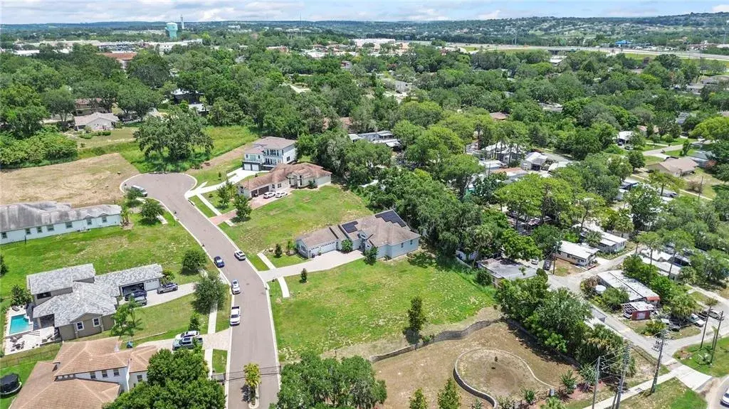 Aerial view of the lot.  To the right