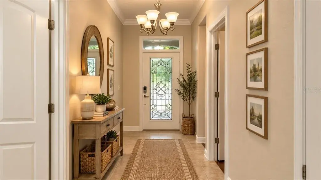VIRTUALLY STAGED FOYER FURNITURE WITH FURNITURE