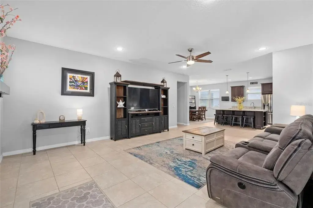 Spacious Family Room with Upgraded tile in the main living areas.