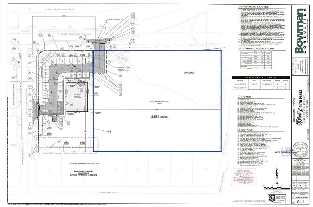 O'Reilly Auto Parts approved site plan - Shared "duel" ingress & egress to be completed by O'Rielly Auto Parts