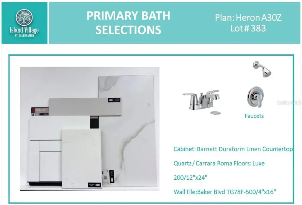 Island Village Lot 383 Primary Bath Selections