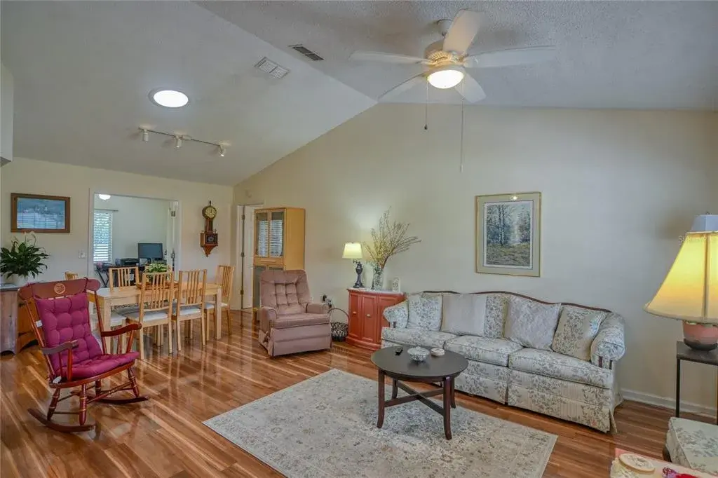 Lovely Living Room with High Cathedral Ceilings