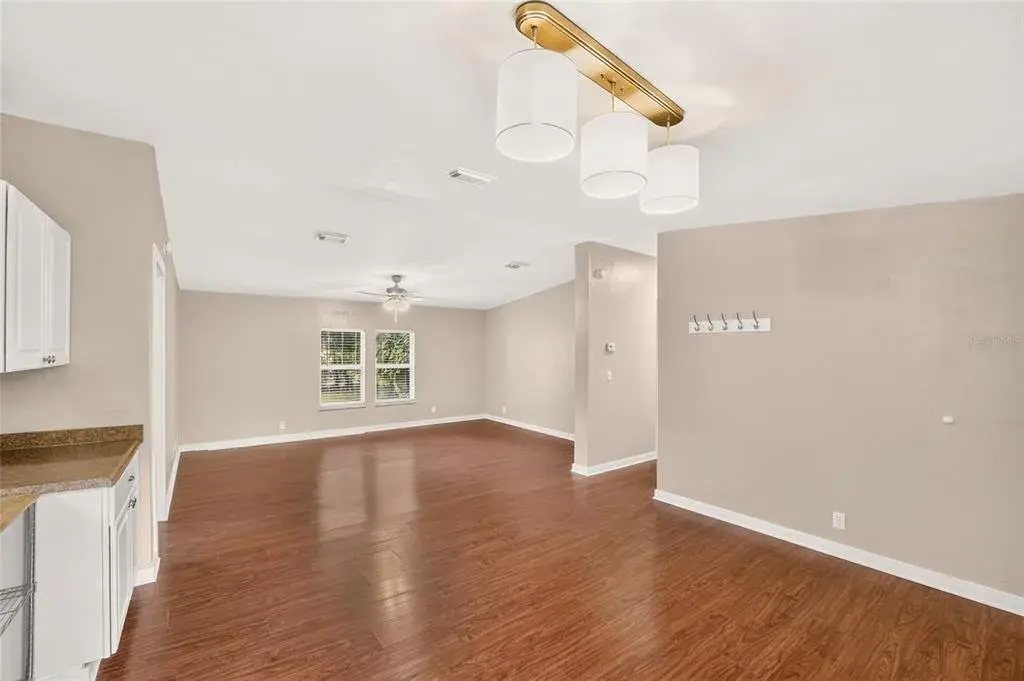 Combined living space and dining area