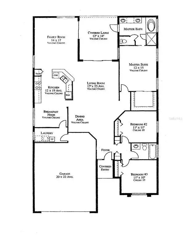 High cathedral ceiling, flow through kitchen & family room