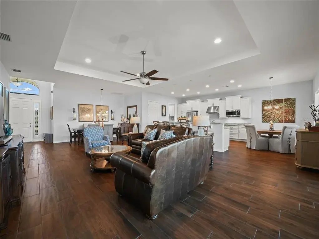 Living Room with Tile Plank Flooring
