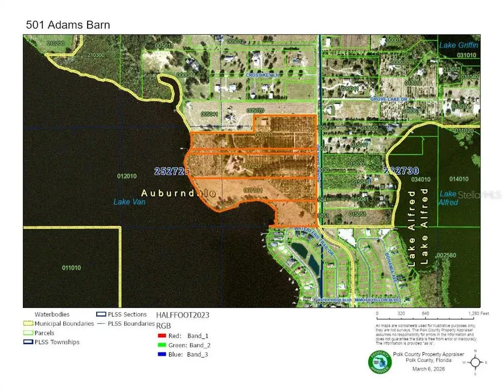 There are 5 parcels that are located at 501 Adams Barn Road.  The one for Sale is Parcel ending in 7011 on north side and has 12.59 acres.