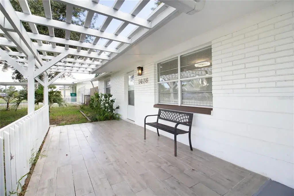 Front Tiled Patio and Trelles