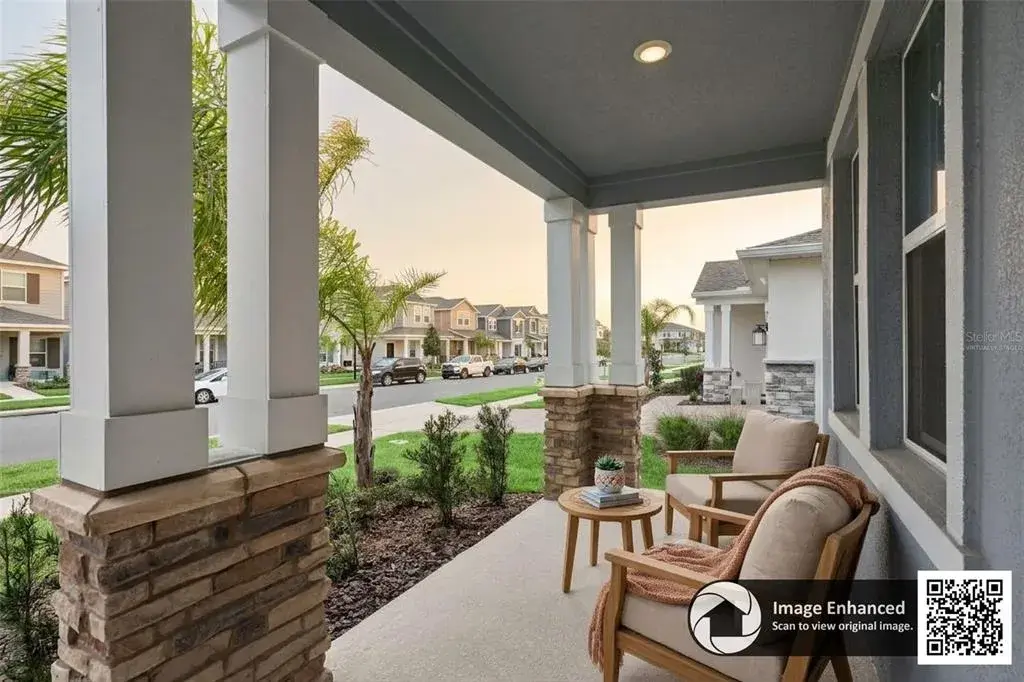 Virtually staged front porch
