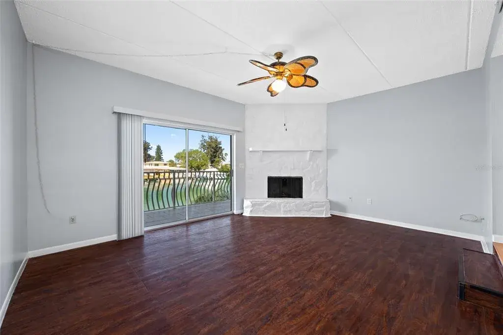 Living room with fireplace.