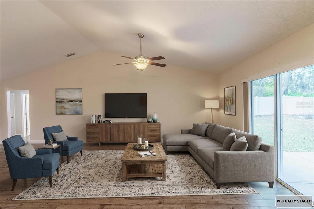 Great room virtually staged