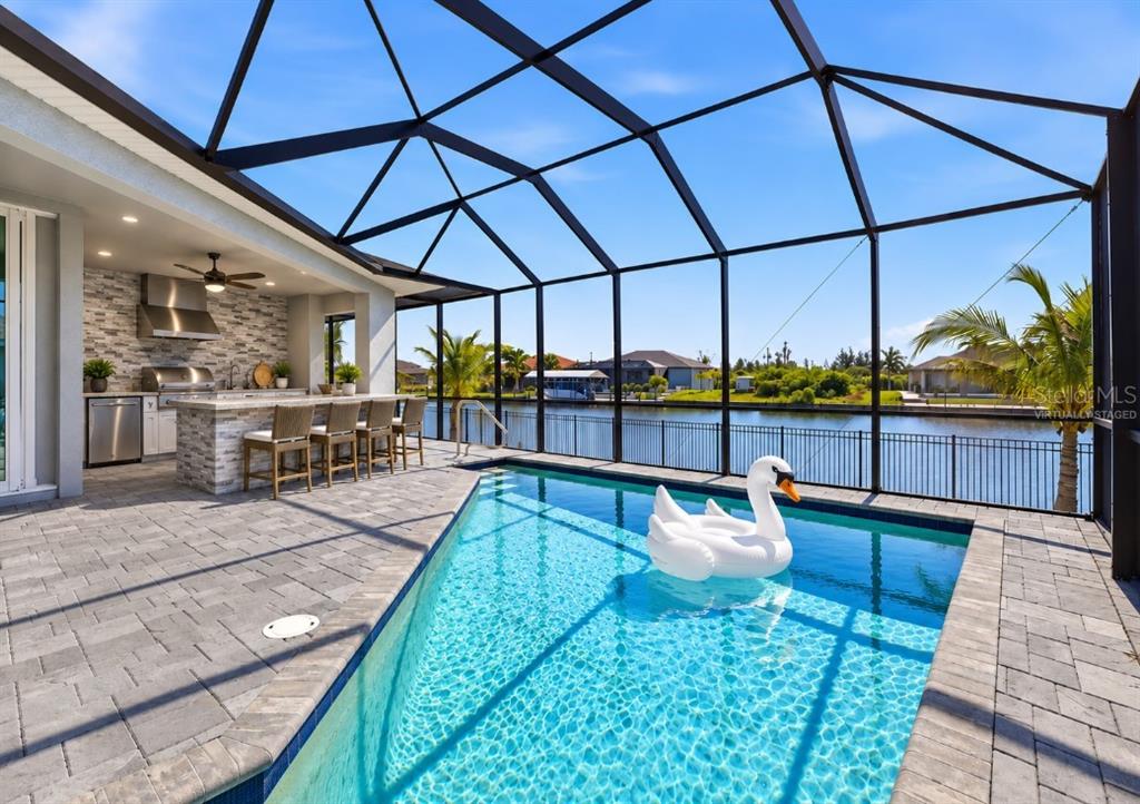 Virtually staged outdoor kitchen