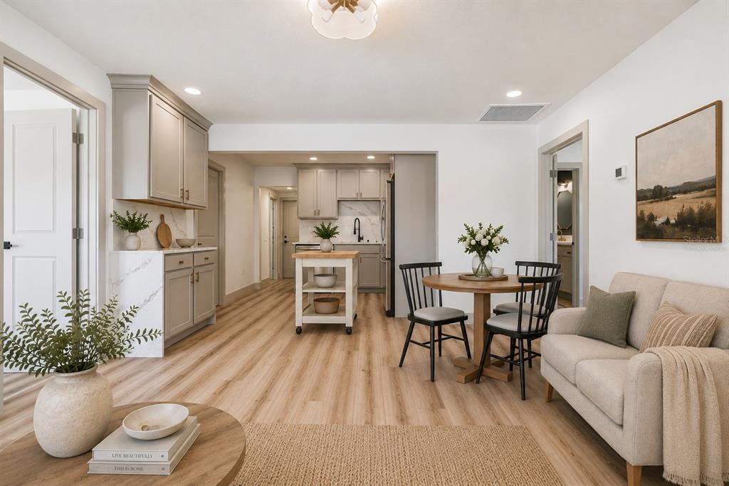 Virtually Staged, Great Room and Kitchen