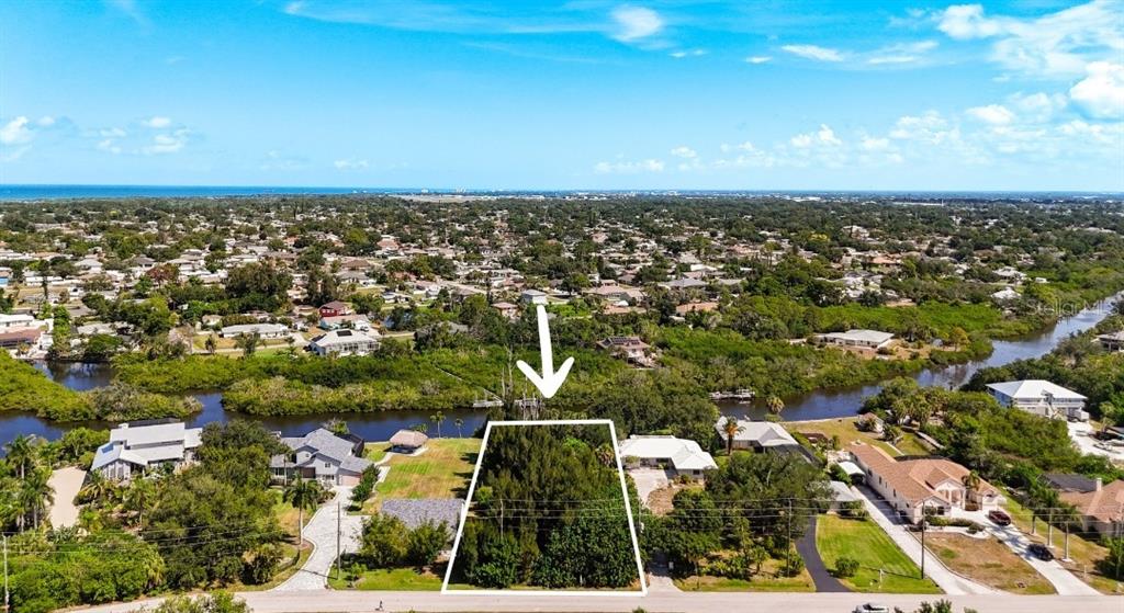 Primary: Aerial view showing South Venice, Alligator Creek and Gulf proximity