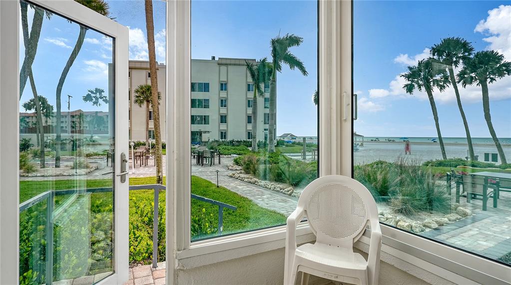 Full Siesta Key Beach and Gulf View. Impact-resistant windows.