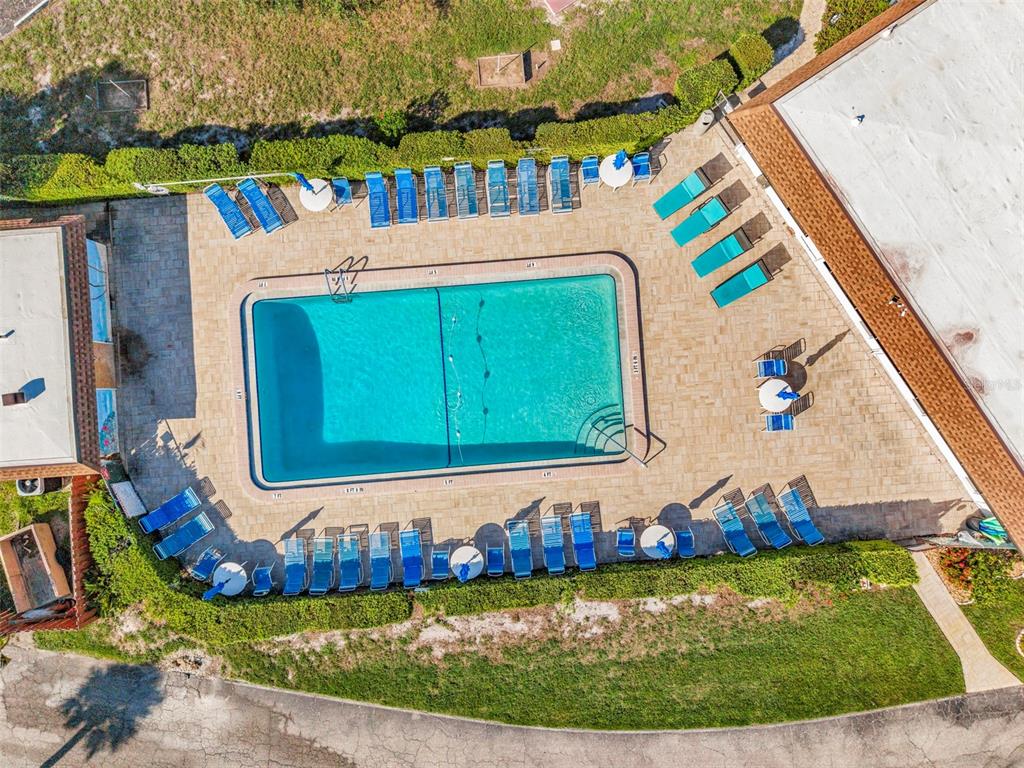 Ariel view of community pool