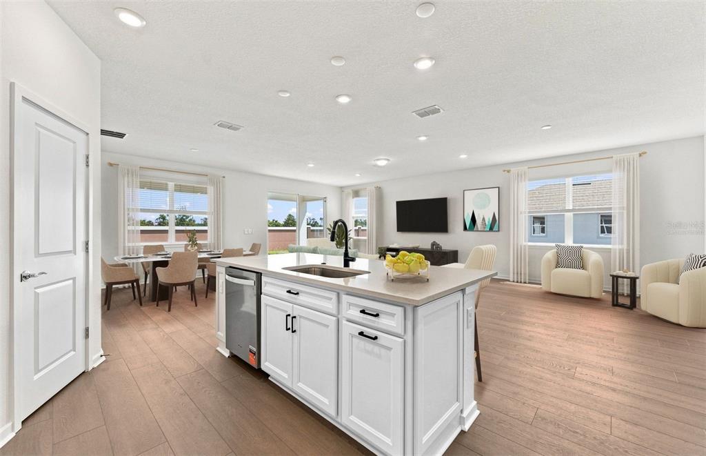 Virtually Staged - Open Kitchen to Cafe to Gathering Room