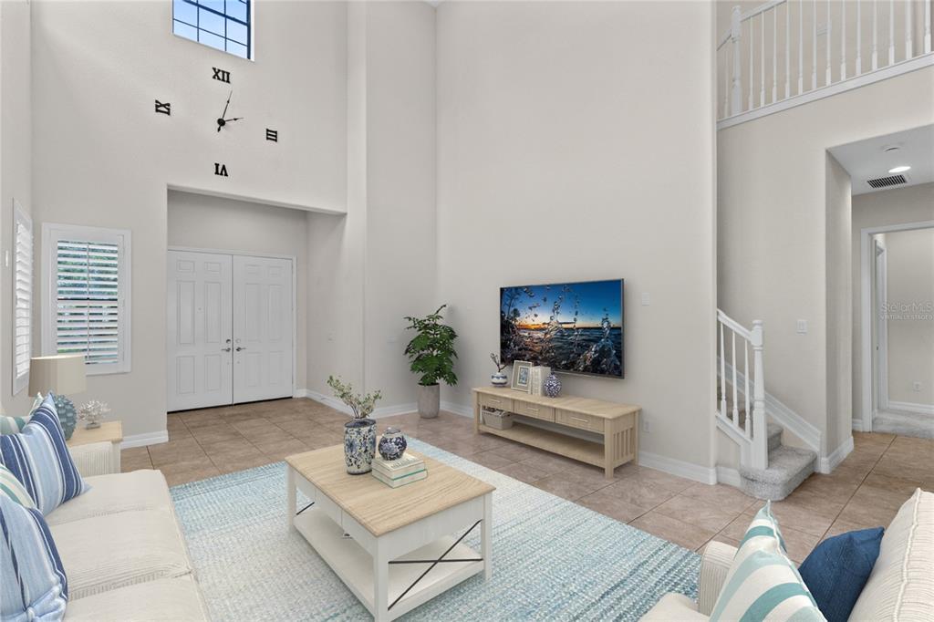 Virtually staged image. Living Room.
