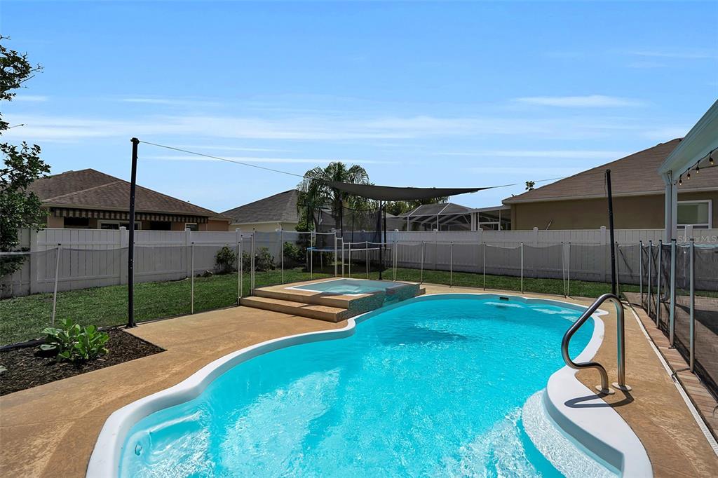 Sparkling blue pool and spa