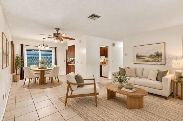 Virtually staged Living/ Dining Room